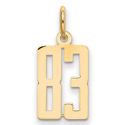 14k Yellow Gold Small Elongated Number 83 Charm Pendant for Women