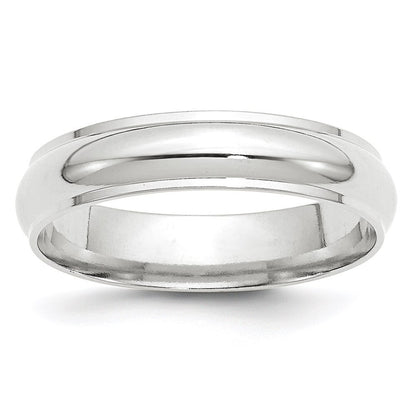 14k White Gold 5mm Half Round with Edge Wedding Band Size 9