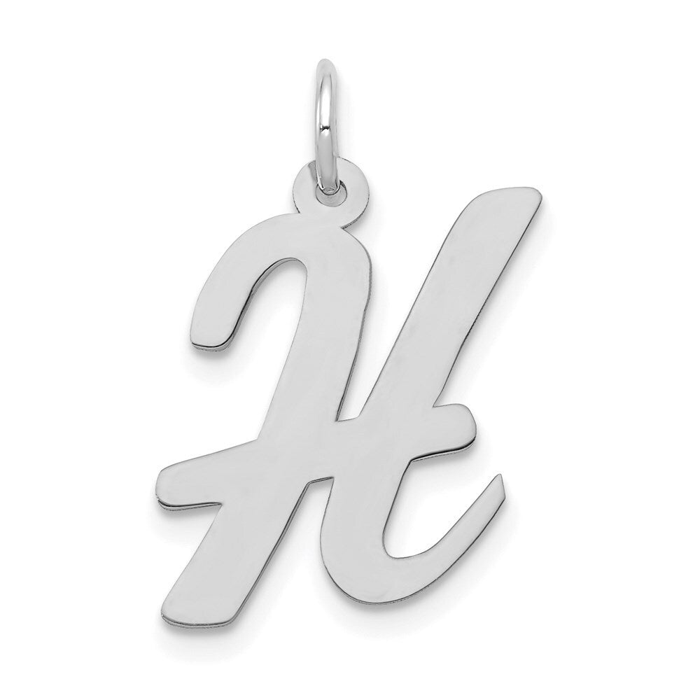 14k White Gold Large Script Letter H Initial Charm Pendant for Women