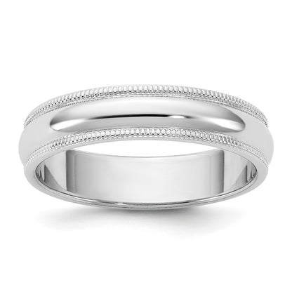 14k White Gold 4.5mm Milgrain Half Round Band Size 8