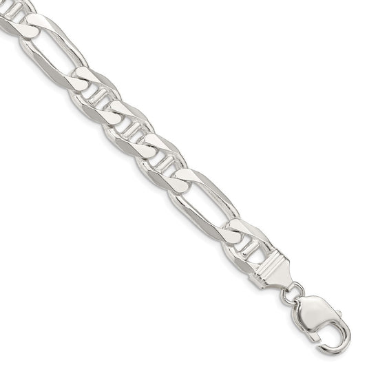 Sterling Silver 10.65mm Figaro Anchor Chain Bracelet