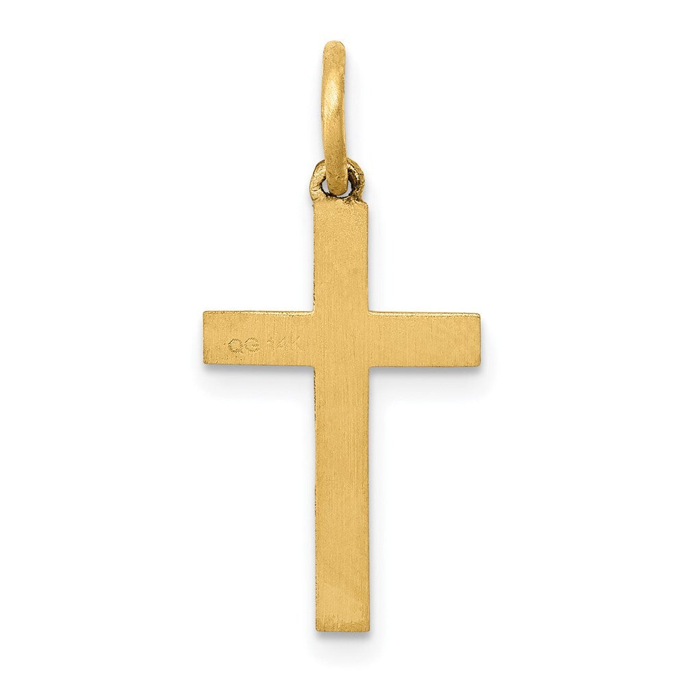 14k Yellow Gold Laser Cut Ichthus Cross Charm Pendant for Women