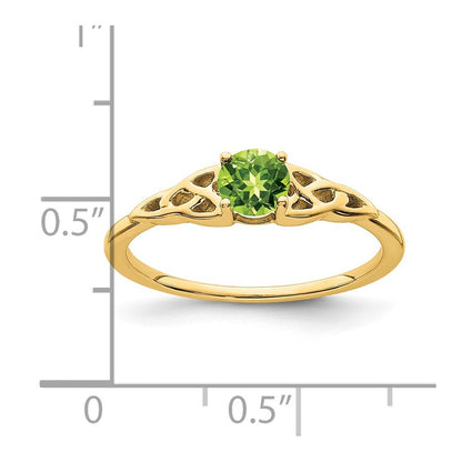 14K Yellow Gold Peridot Celtic Knot Ring Size 7