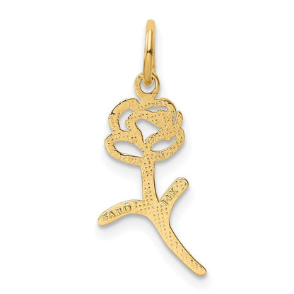 14k Yellow Gold Rose Charm Pendant for Women