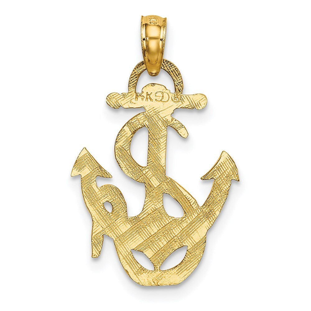 14k Yellow Gold Polished Anchor and Rope Charm