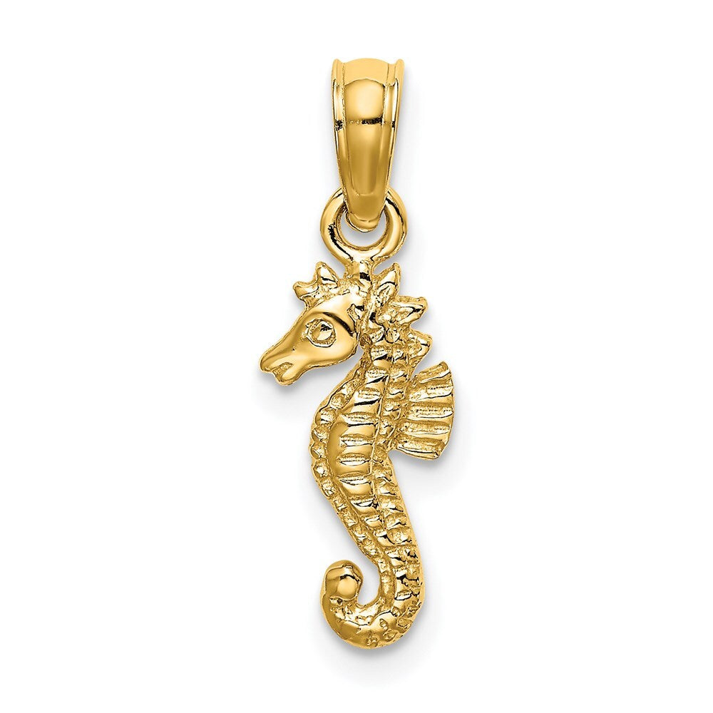 14k Yellow Gold Mini Seahorse Charm Pendant for Women