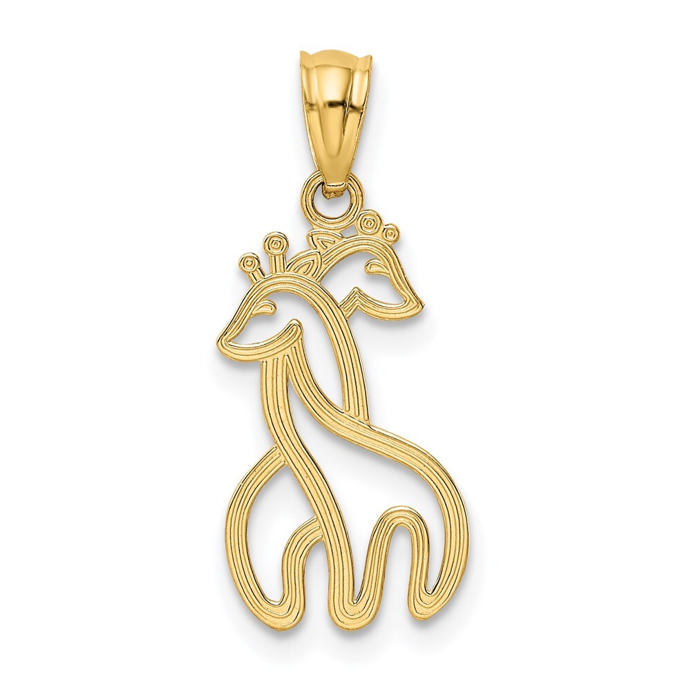 14k Yellow Gold Polished Interlocking Giraffes Pendant for Women