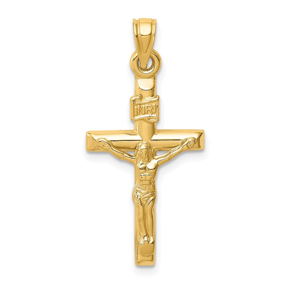 14k Yellow Gold Hollow Crucifix Pendant