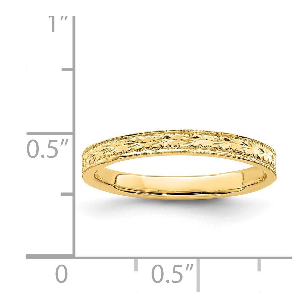 14K Yellow Gold Polished Floral Band Size 7