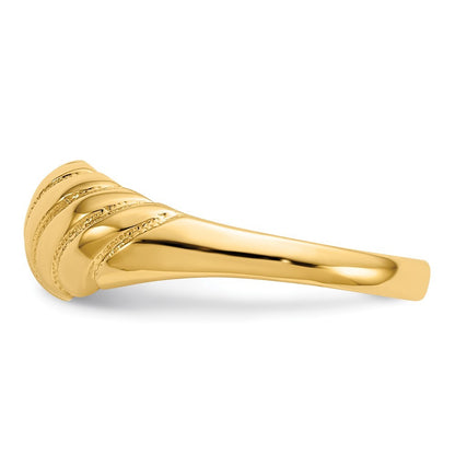 14k Yellow Gold Polished Scalloped Dome Ring