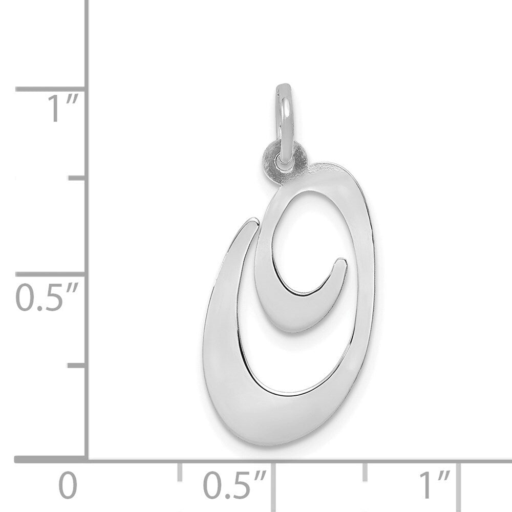14k White Gold Large Fancy Script Letter O Initial Charm Pendant for Women