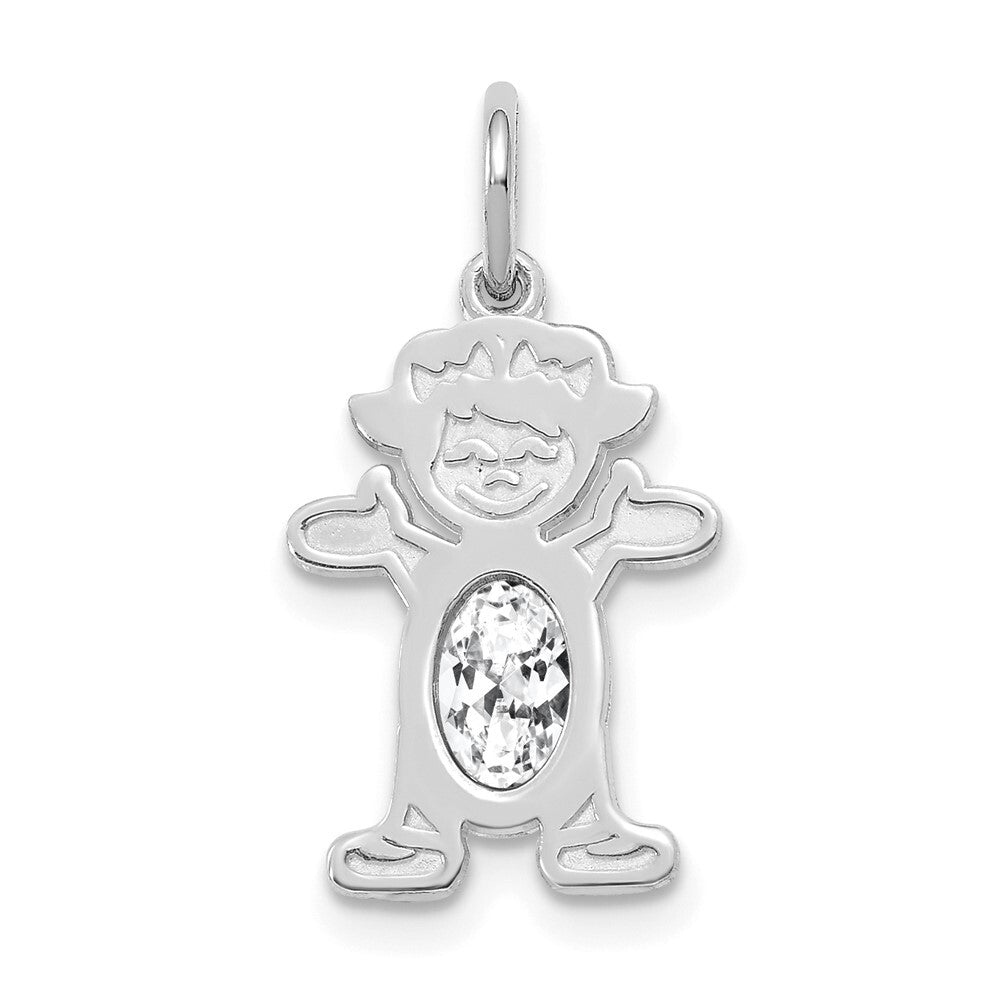 14k White Gold Girl 6x4 Oval Genuine White Topaz-April Pendant for Women