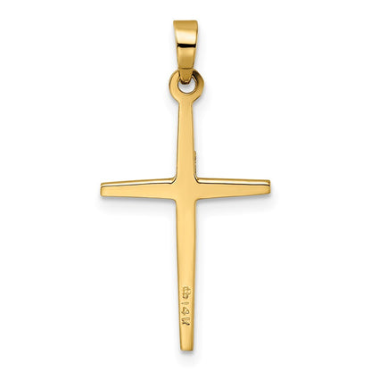 14k Two-tone Gold Polished Solid Double Cross Pendant for Women