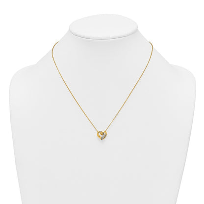 Sterling Silver Gold-tone Polished CZ Love Knot Heart 18 inch Necklace
