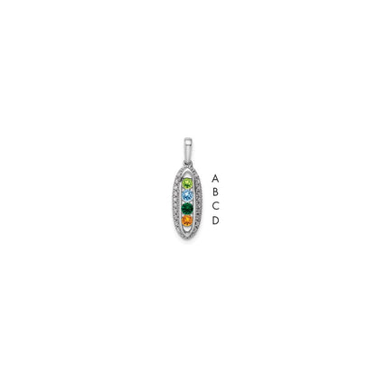 14k White Gold Family Jewelry Diamond Semi-Set Pendant for Women