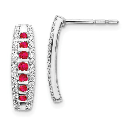 14k White Gold Diamond and Ruby Fancy Drop & Dangle Earrings