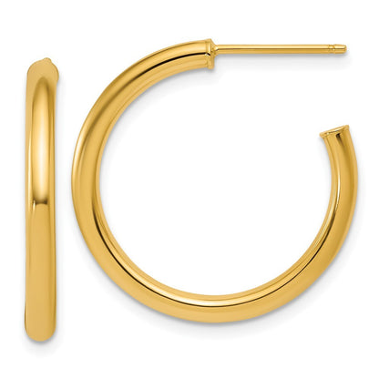 14k Yellow Gold Polished 2.5 x 25mm Tube C-Hoop Earrings