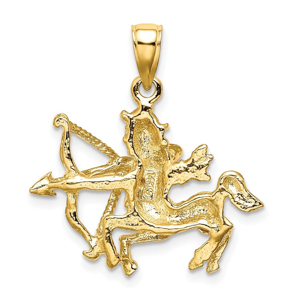 14k Yellow Gold Large Sagittarius Zodiac Charm Pendant for Women