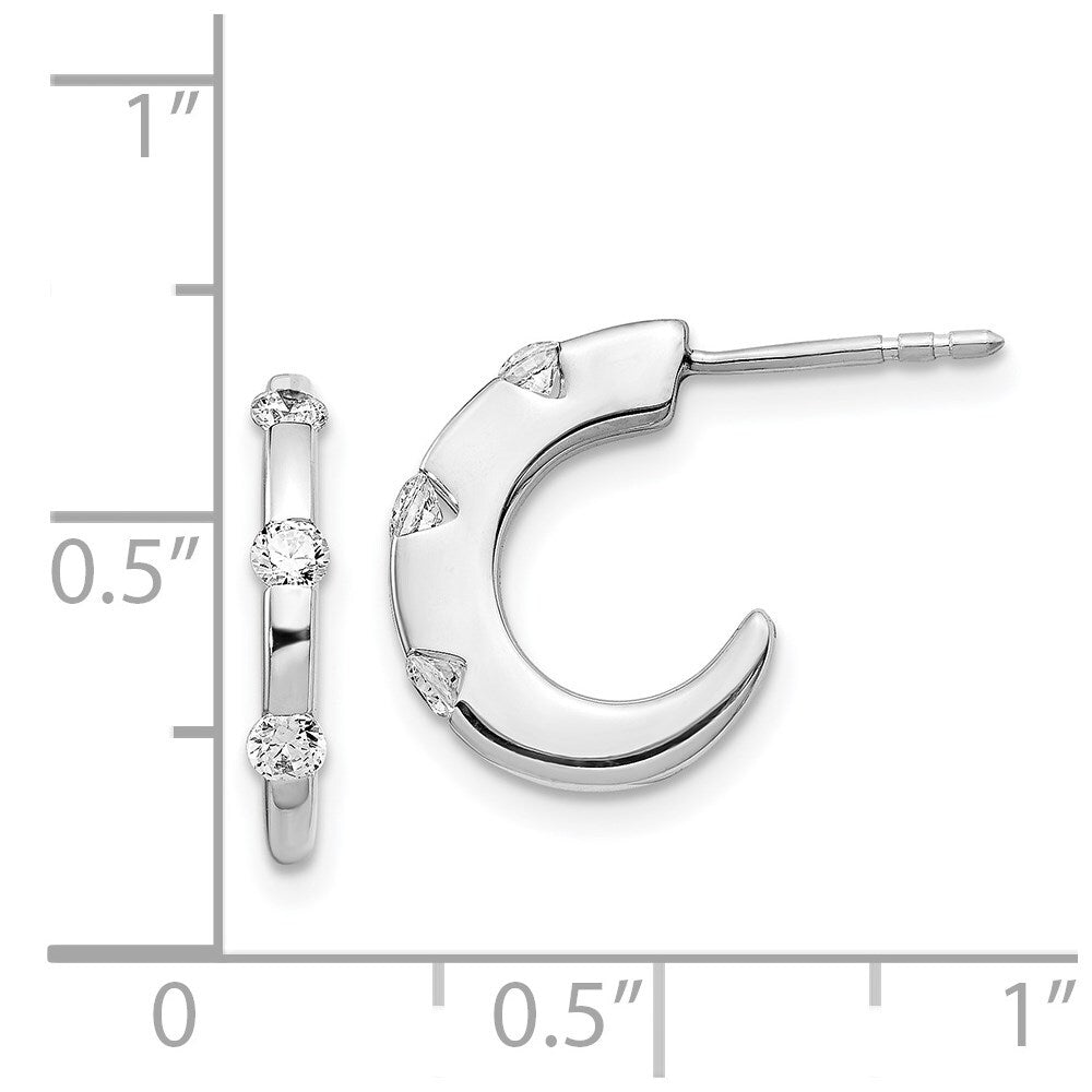 14k White Gold Diamond J-Hoop Earrings