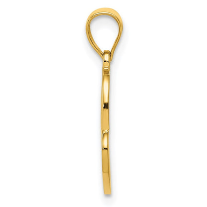 14k Yellow Gold Polished Double Heart Pendant