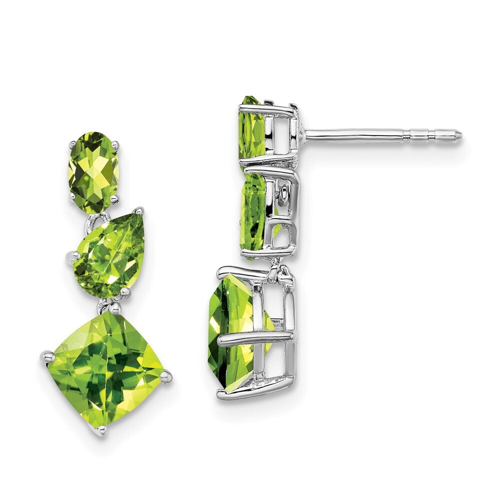 14k White Gold Peridot Dangle Earrings Gift for Women