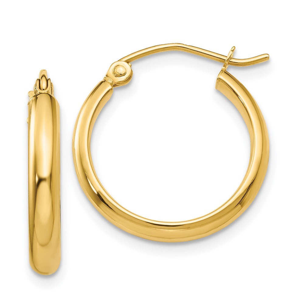 14k Yellow Gold Polished Hoop Earring Gift for Women