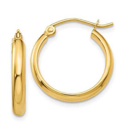 14k Yellow Gold Polished Hoop Earring Gift for Women