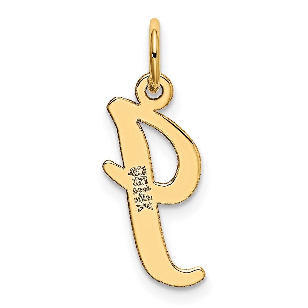 14k Yellow Gold Medium Script Letter I Initial Charm Pendant for Women