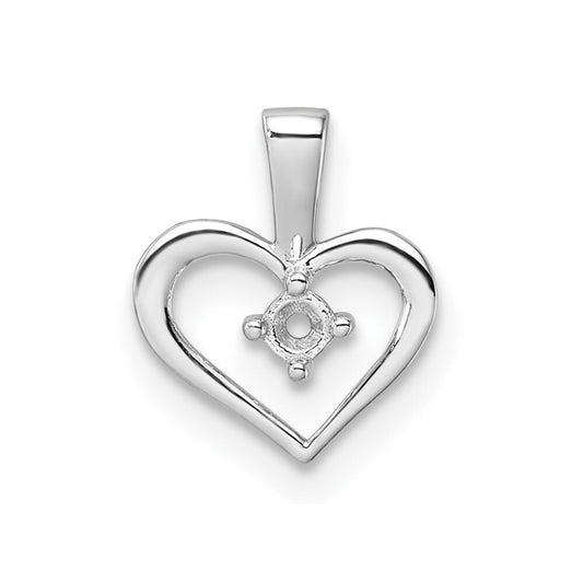 14k White Gold Heart Pendant Mounting for Women