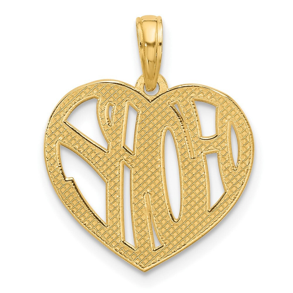 14k Yellow Gold Polished HOPE Heart Charm Pendant for Women