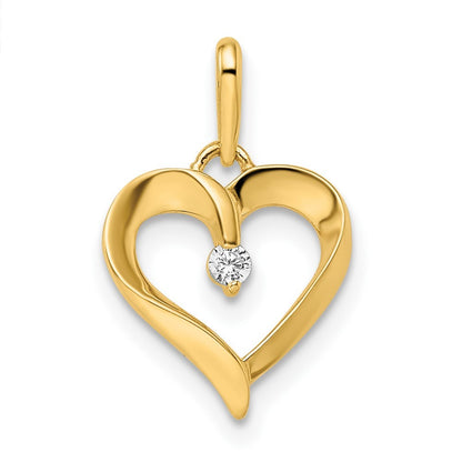 14k Yellow Gold CZ Heart Pendant