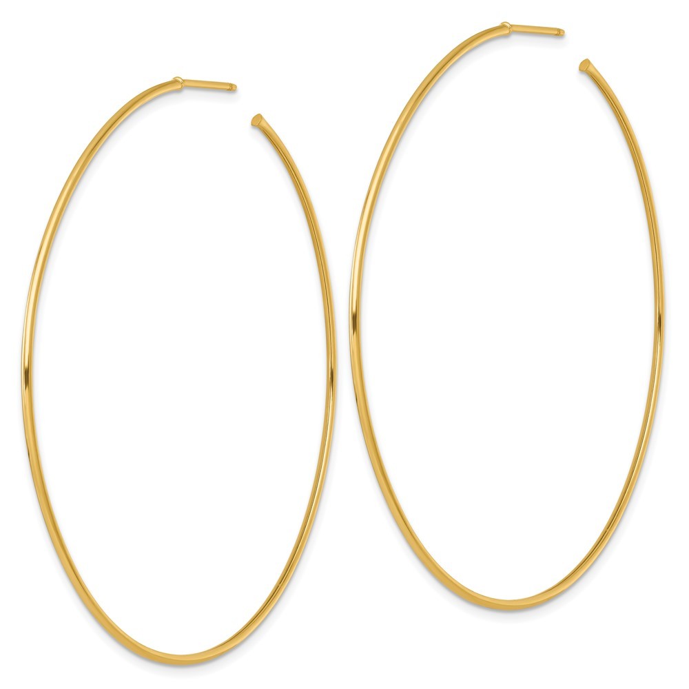 14k Yellow Gold Polished 1.2 x 65mm Solid C-Hoop Earrings
