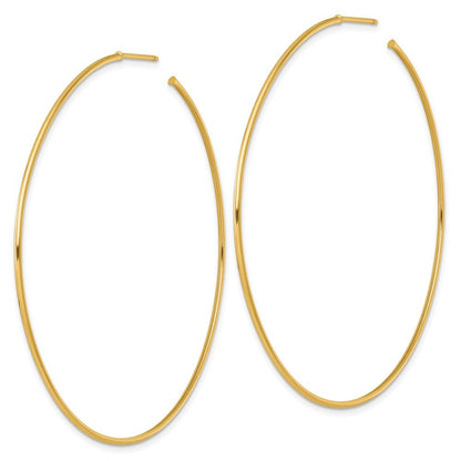 14k Yellow Gold Polished 1.2 x 65mm Solid C-Hoop Earrings
