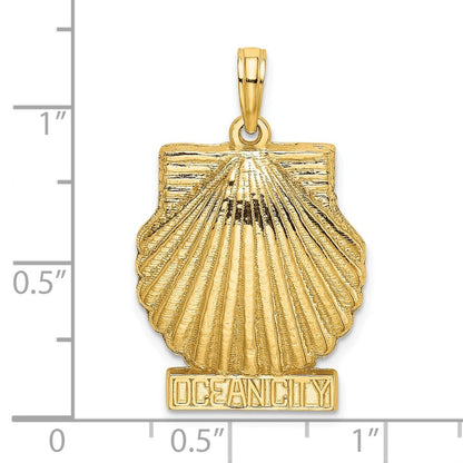 14k Yellow Gold OCEAN CITY Scallop Shell Charm Pendant for Women