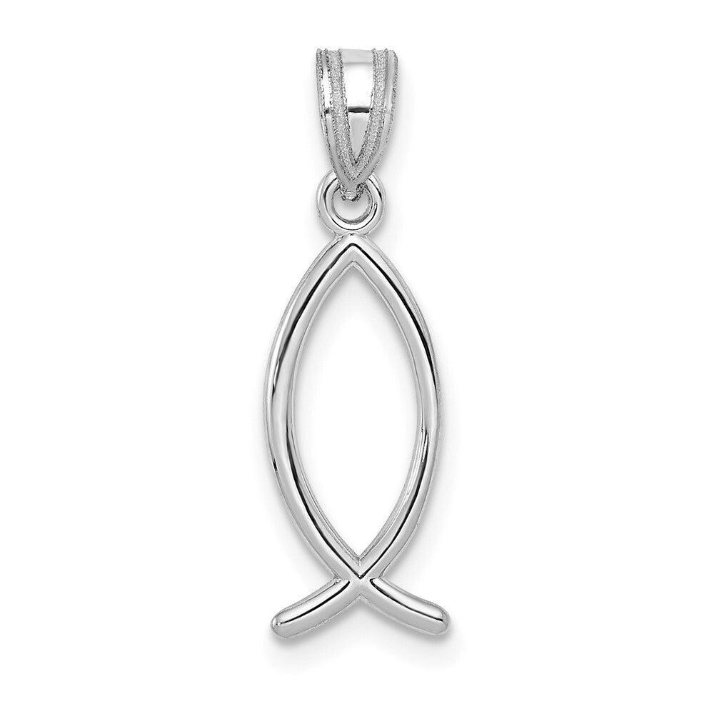 14k White Gold Ichthus Fish Pendant for Women