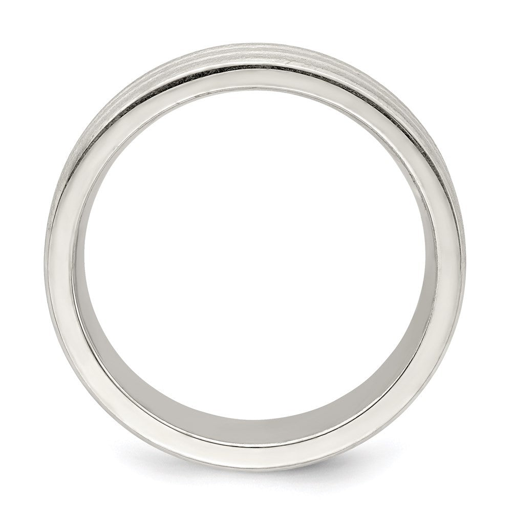 Sterling Silver 6mm Brushed Flat Grooved Fancy Band Ring Size 12.5