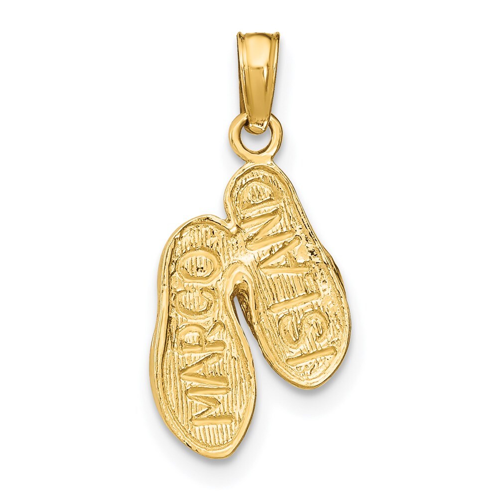 14k Yellow Gold MARCO ISLAND Reversible Flip Flops Pendant for Women