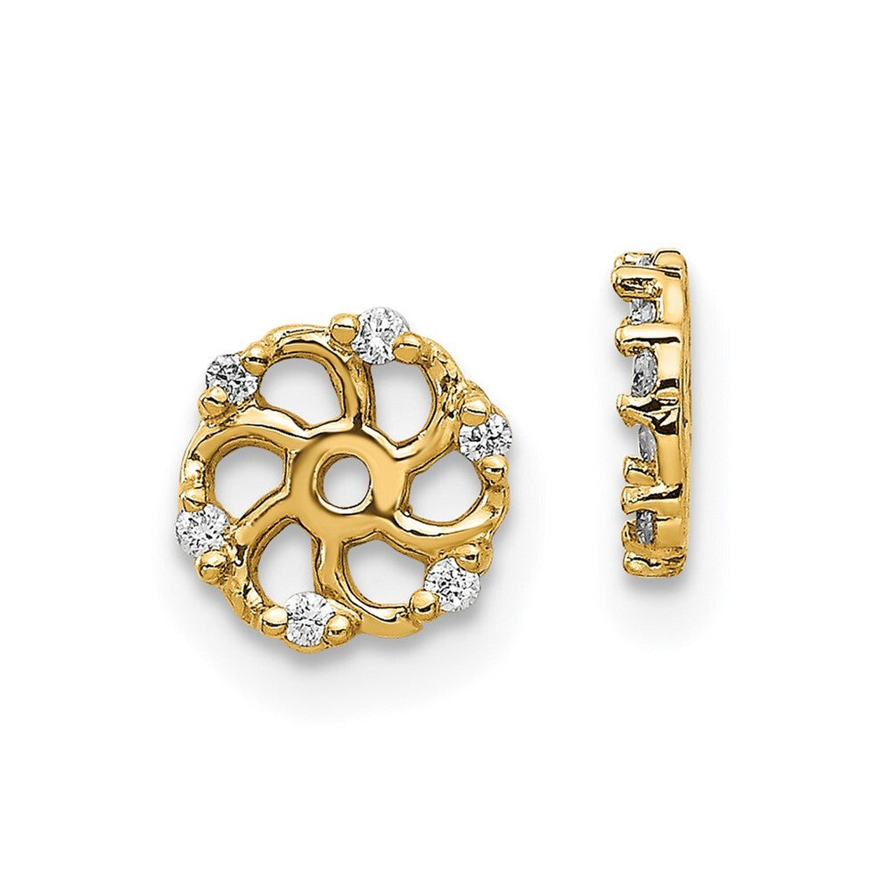 14k Yellow Gold AA Diamond Earring Jacket Gift for Women