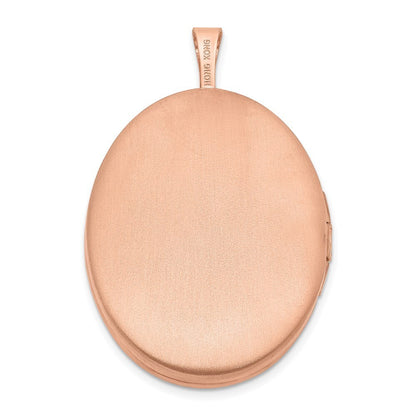 Sterling Silver Rose Gold-plated 26mm Leaf Border Oval Locket