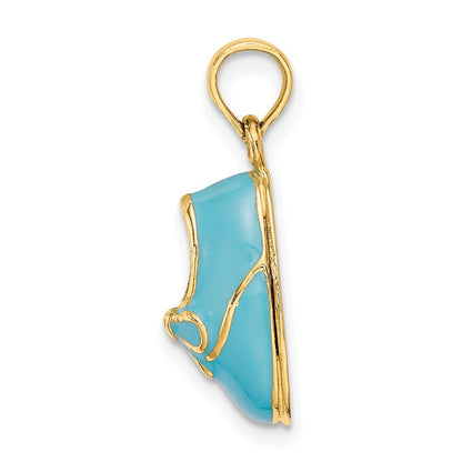 14k Yellow Gold 3-D  Enamel Baby Shoe  Bow Charm Pendant for Women