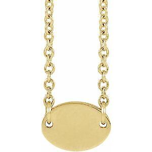 14k Yellow Gold 1-Disc Engravable Family Disc 18" Necklace Gift for Women