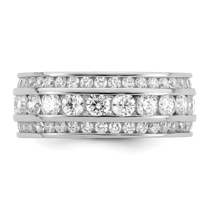 Sterling Silver Rhodium-plated Cubic Zirconia 3-row Eternity Ring Size 6