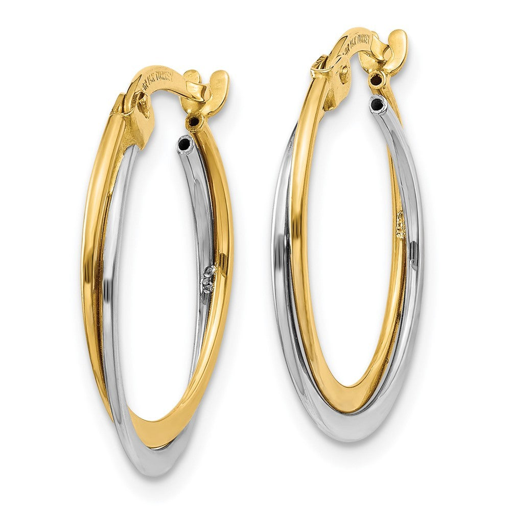 14K Two-tone Gold Polished Hoop Earrings