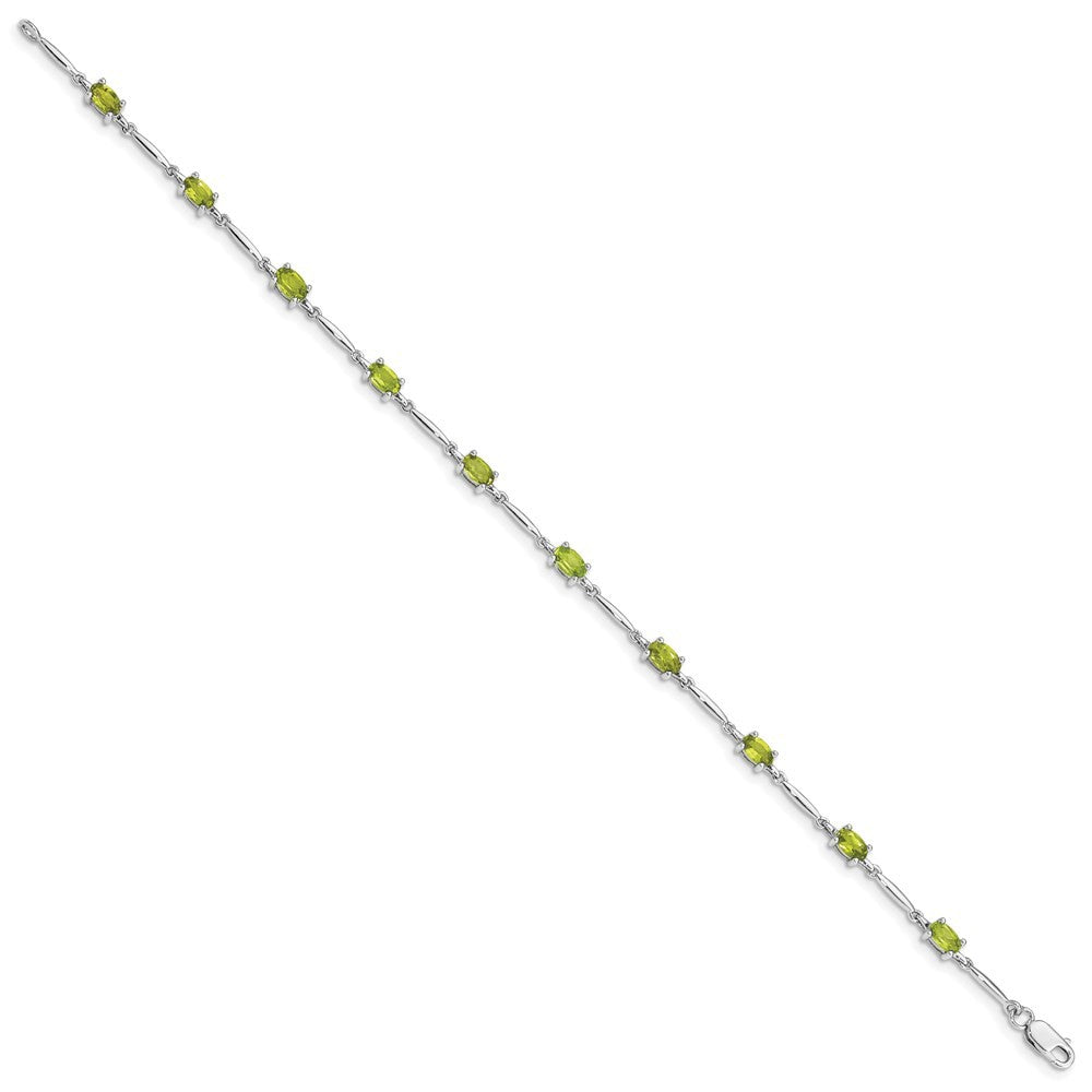 Sterling Silver Rhodium-plated Peridot Bracelet