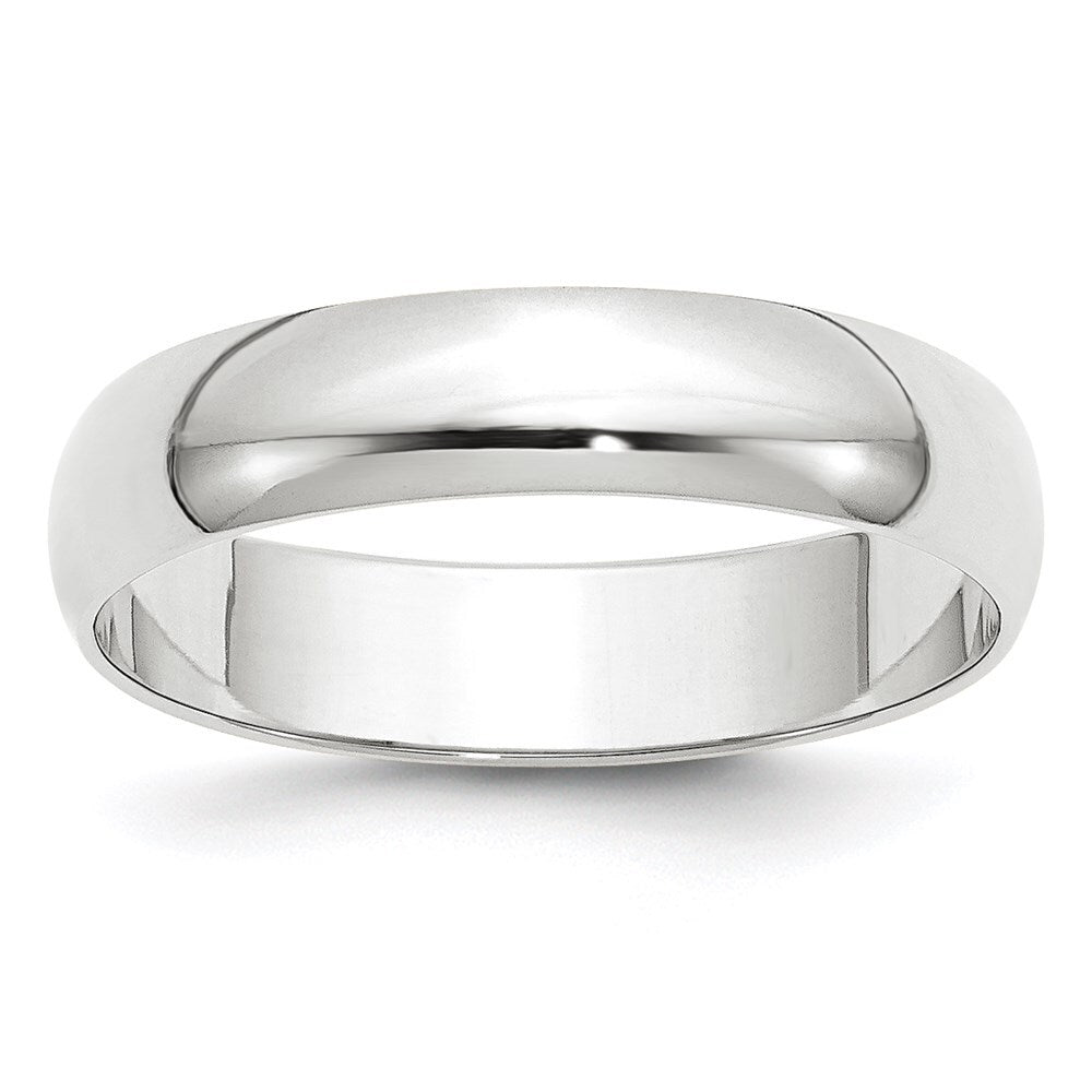14k White Gold 5mm Lightweight Half Round Wedding Band Size 8