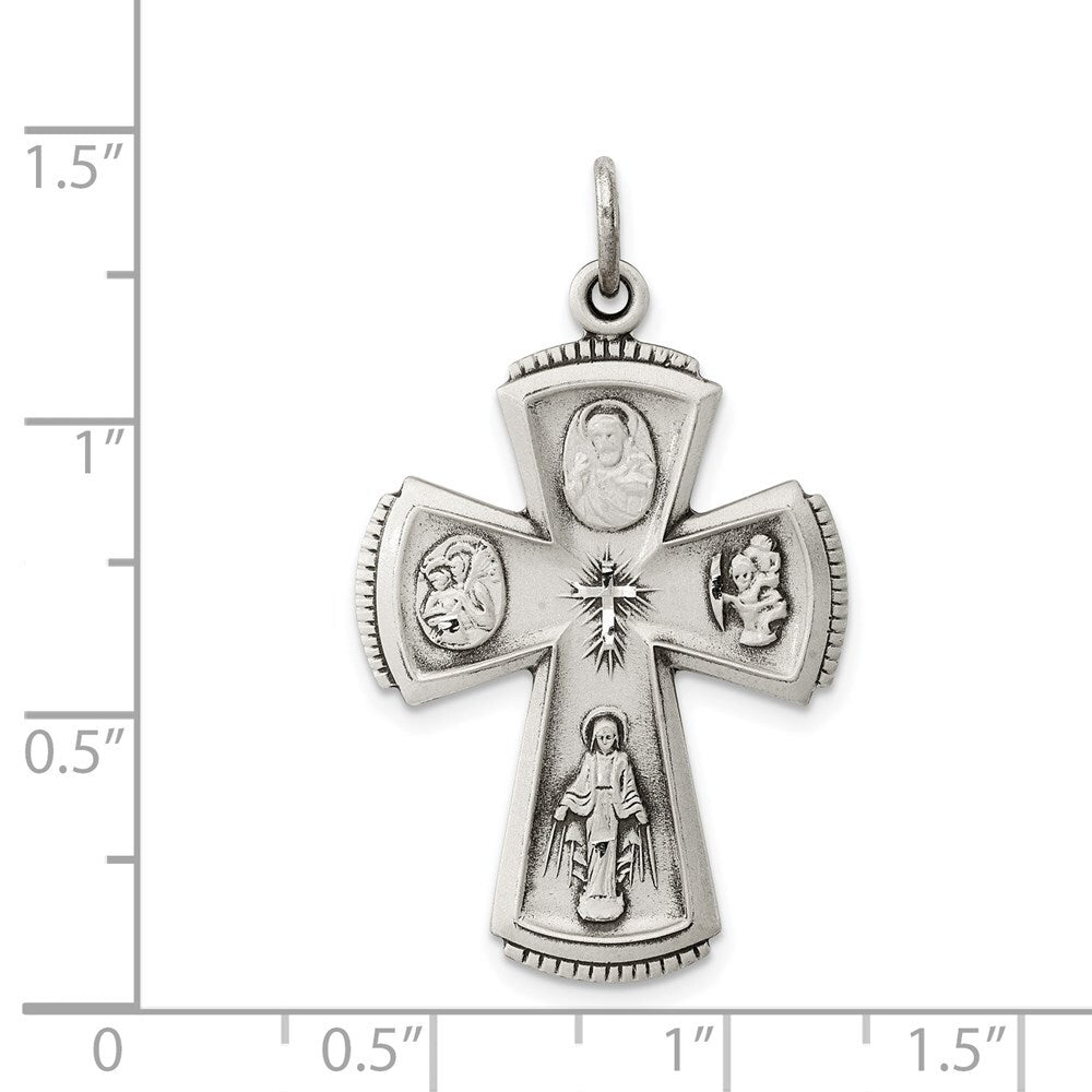 Sterling Silver Antiqued Cross Pendant Holiday Gift for Women