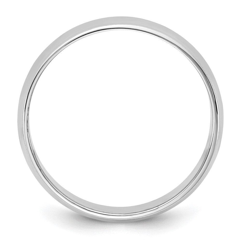 14k White Gold 6.5mm LTW Milgrain Half Round Band Size 6
