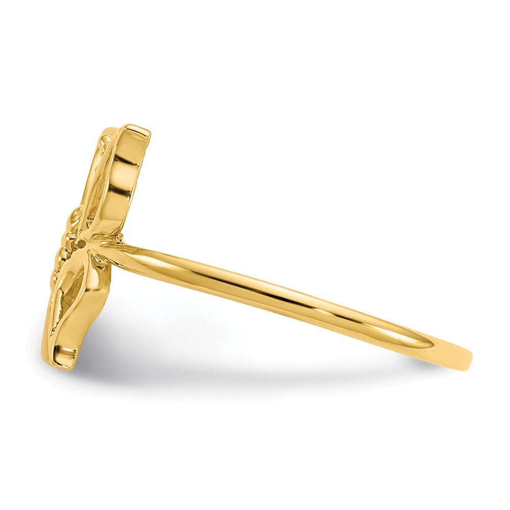 14K Yellow Gold Polished Butterfly Ring