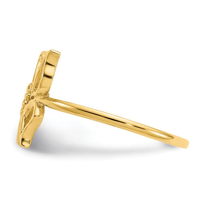 14K Yellow Gold Polished Butterfly Ring