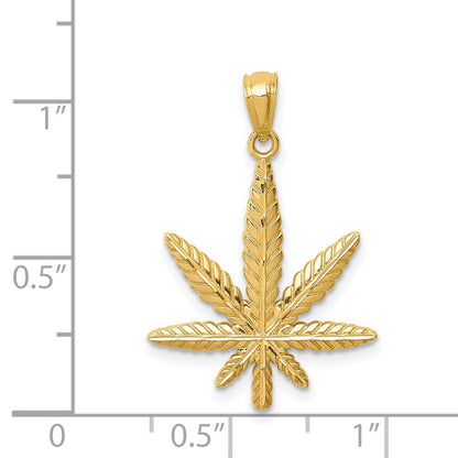 14k Yellow Gold Leaf Pendant for Women